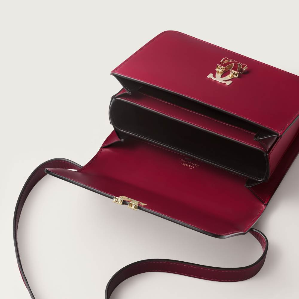 C de Cartier系列迷你款手袋 樱桃红色 小牛皮