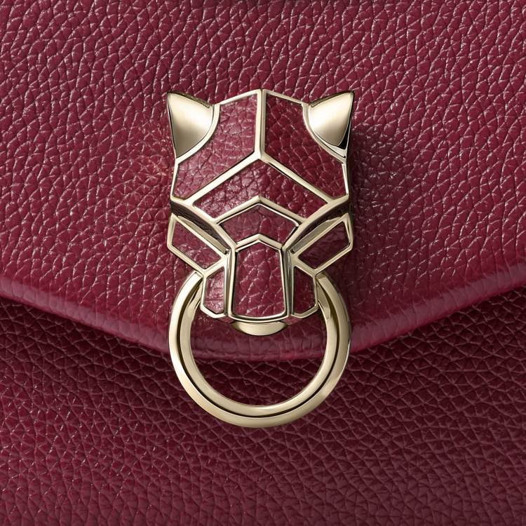 Panthère Graphique系列迷你款手袋 酒红色 小牛皮