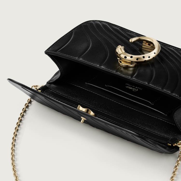 Panthère C de Cartier系列迷你款链条手袋 黑色 小牛皮