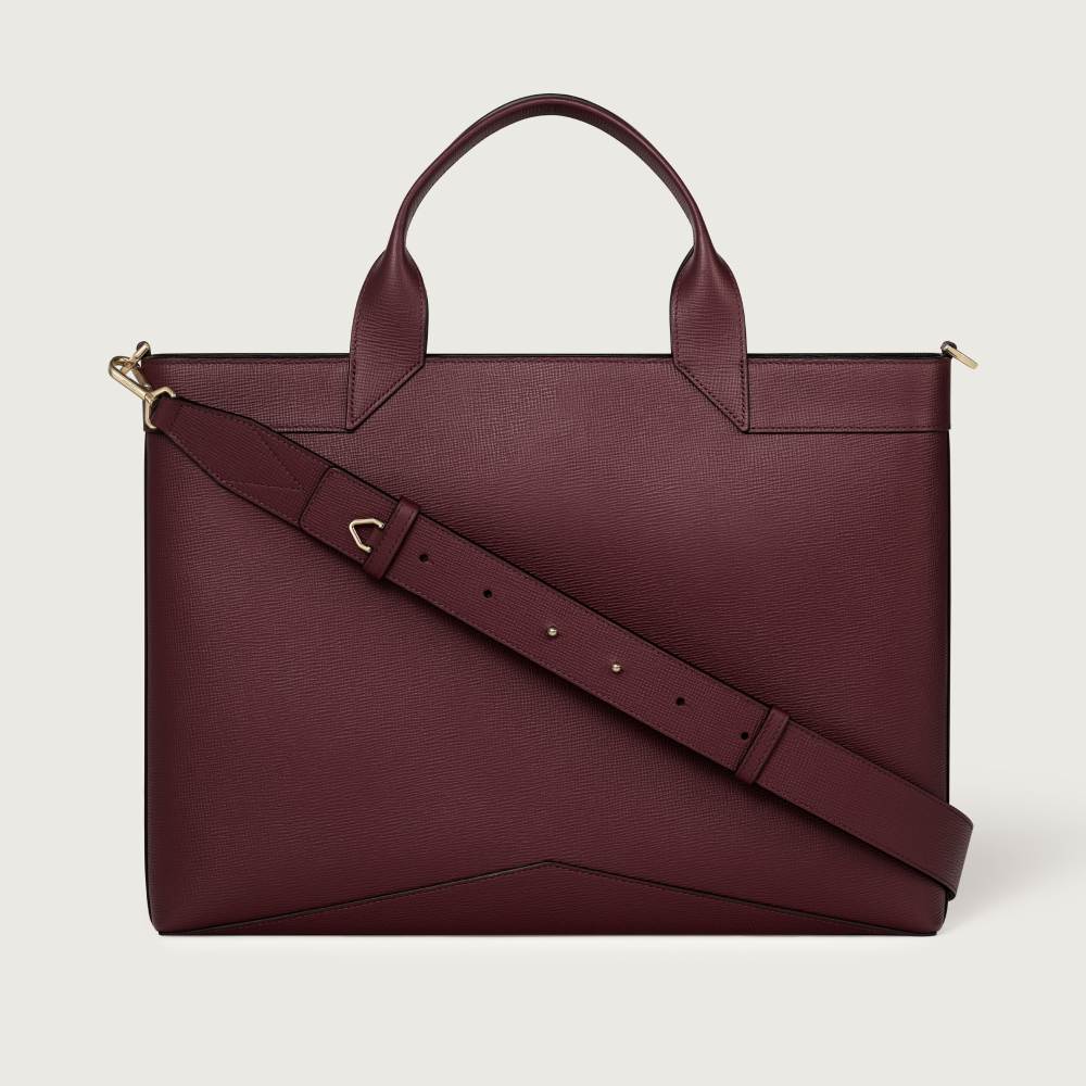 Losange系列纤薄款公文包 酒红色 小牛皮