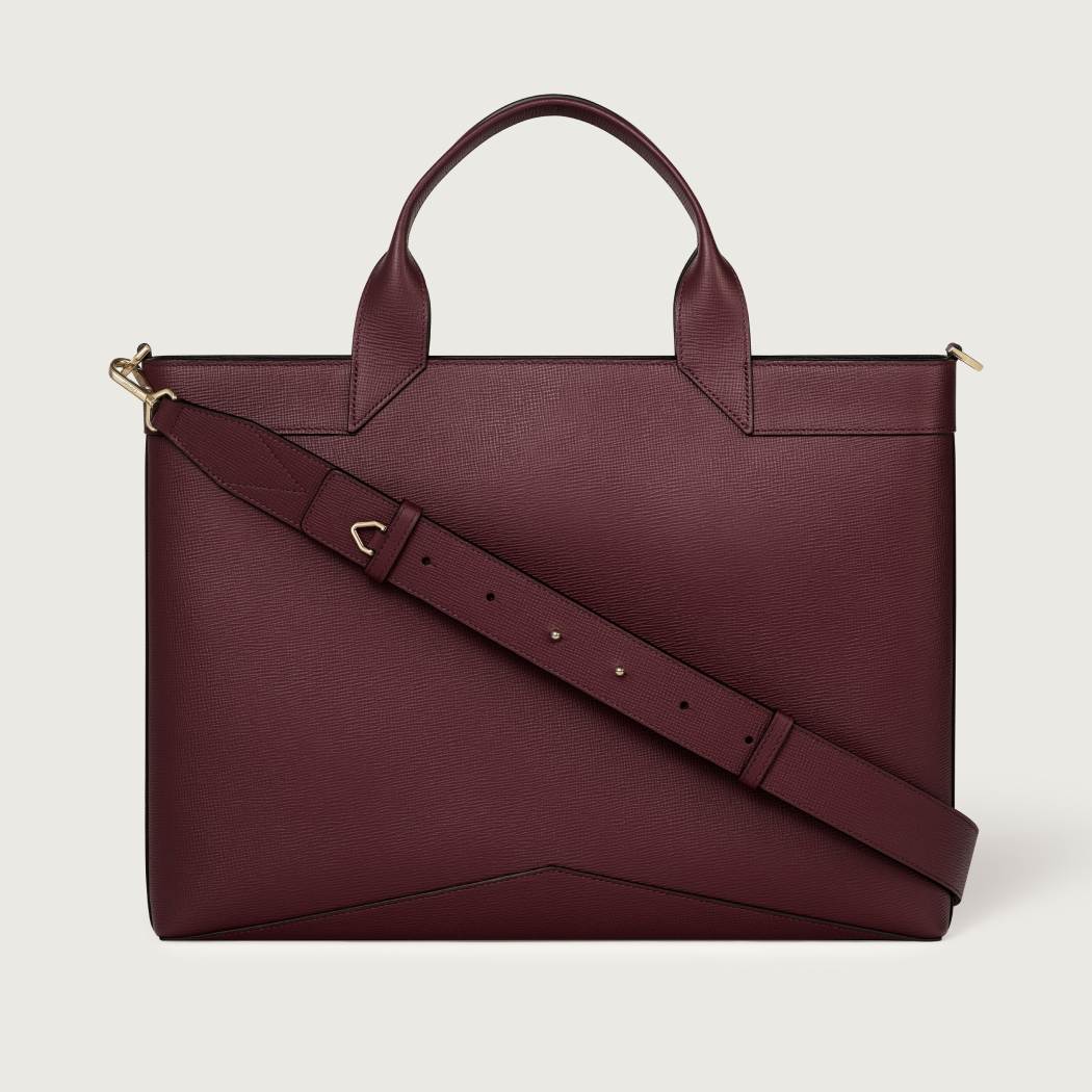 Losange系列纤薄款公文包 酒红色 小牛皮