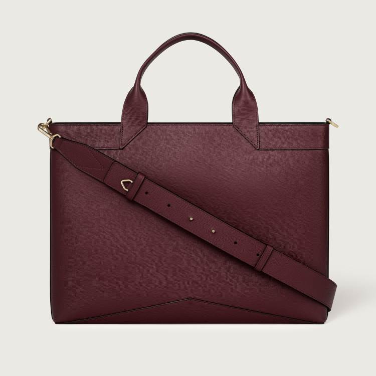 Losange系列纤薄款公文包 酒红色 小牛皮