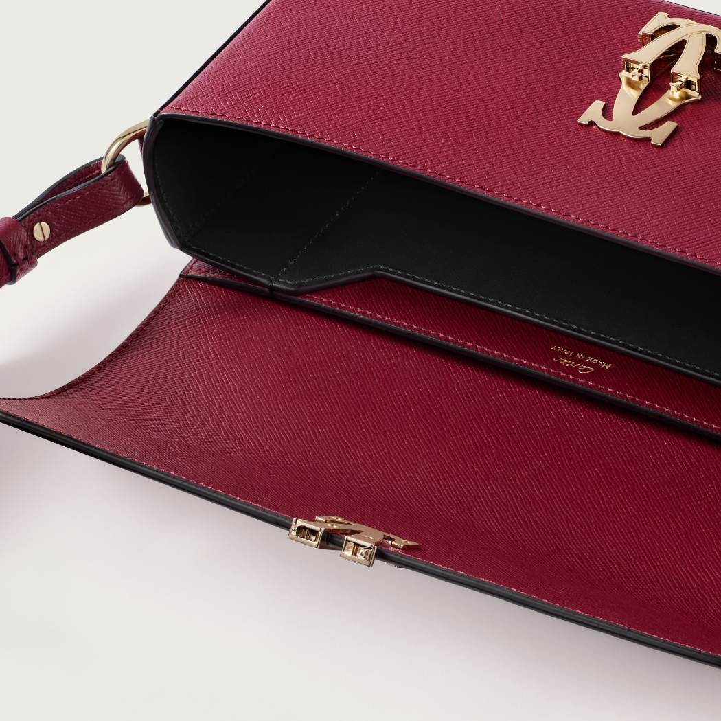 C de Cartier系列East-west手袋 樱桃红色 小牛皮