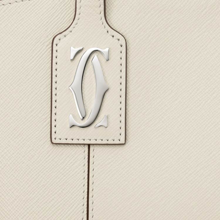 C de Cartier系列迷你款托特手袋 盐白色 小牛皮