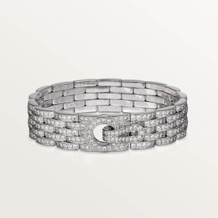 Agrafe手链，铺镶钻石  18K白金