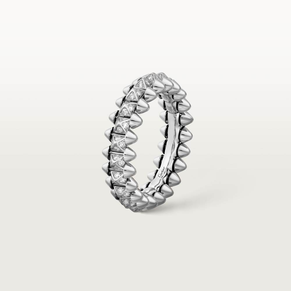 Clash de Cartier戒指，小号款，铺镶钻石 18K白金