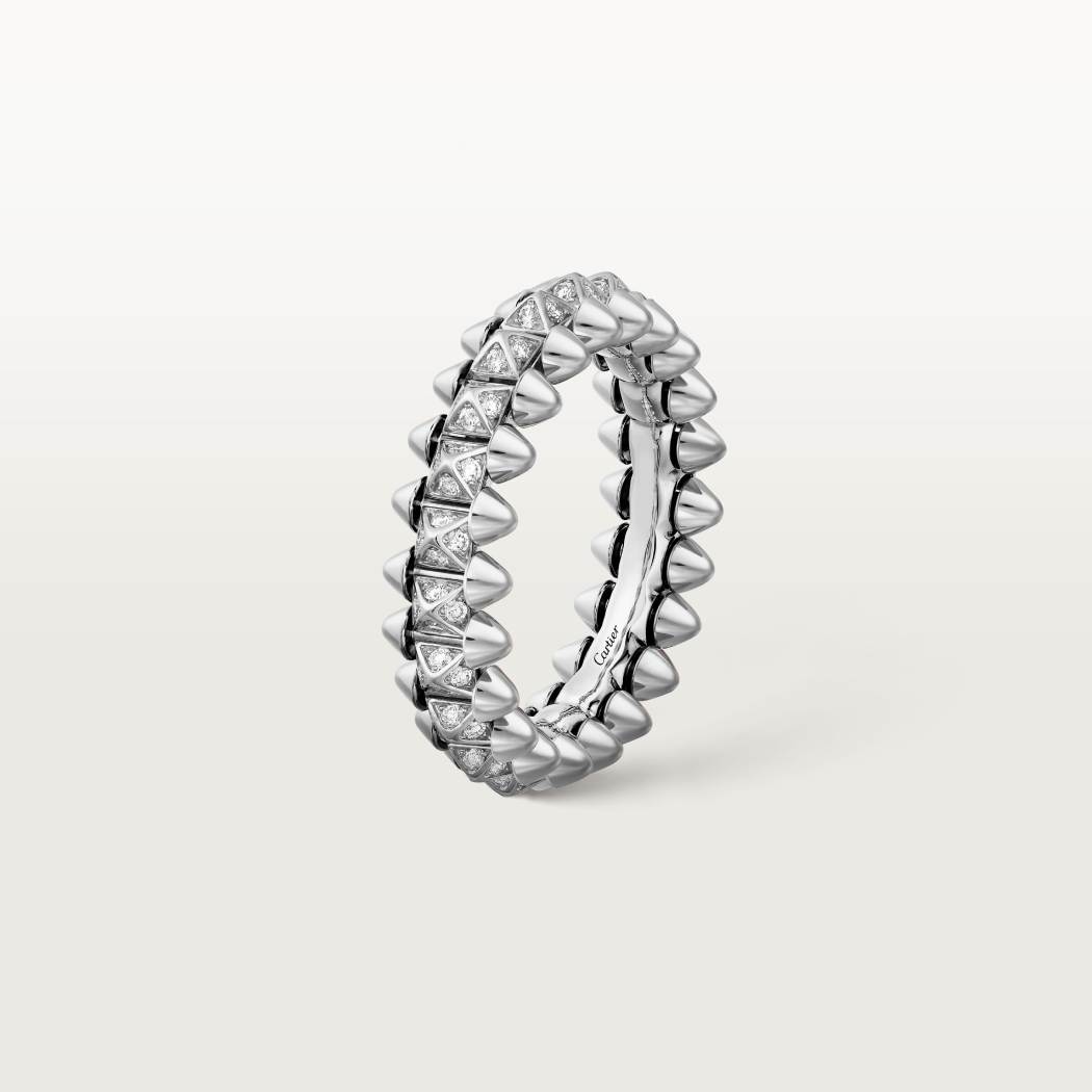 Clash de Cartier戒指，小号款，铺镶钻石 18K白金