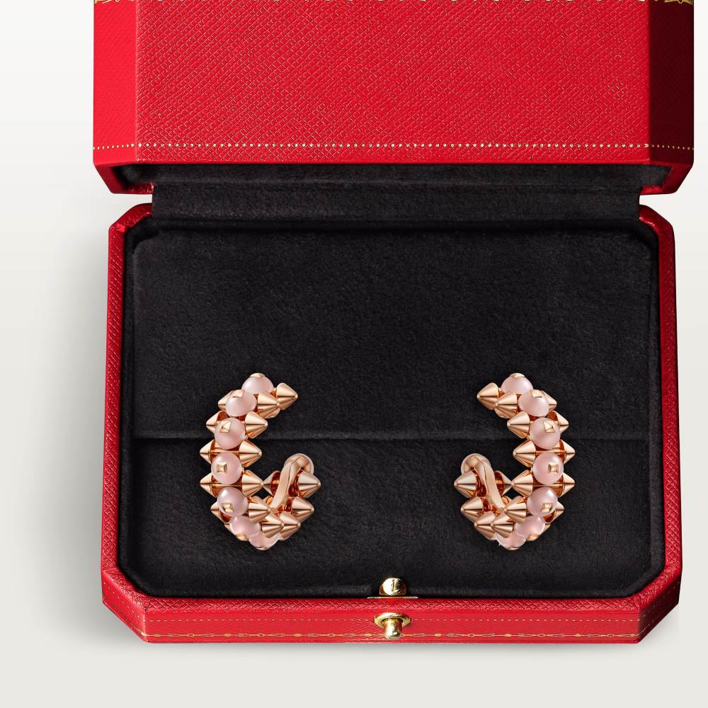 Clash de Cartier耳环，粉色玉髓 18K玫瑰金