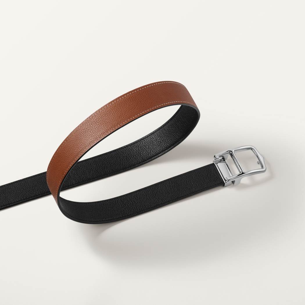 皮带C字母腰带 黑色和棕色 牛皮