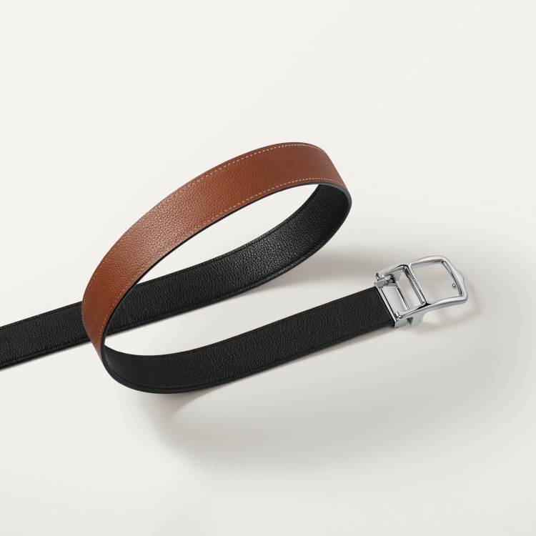 皮带C字母腰带 黑色和棕色 牛皮