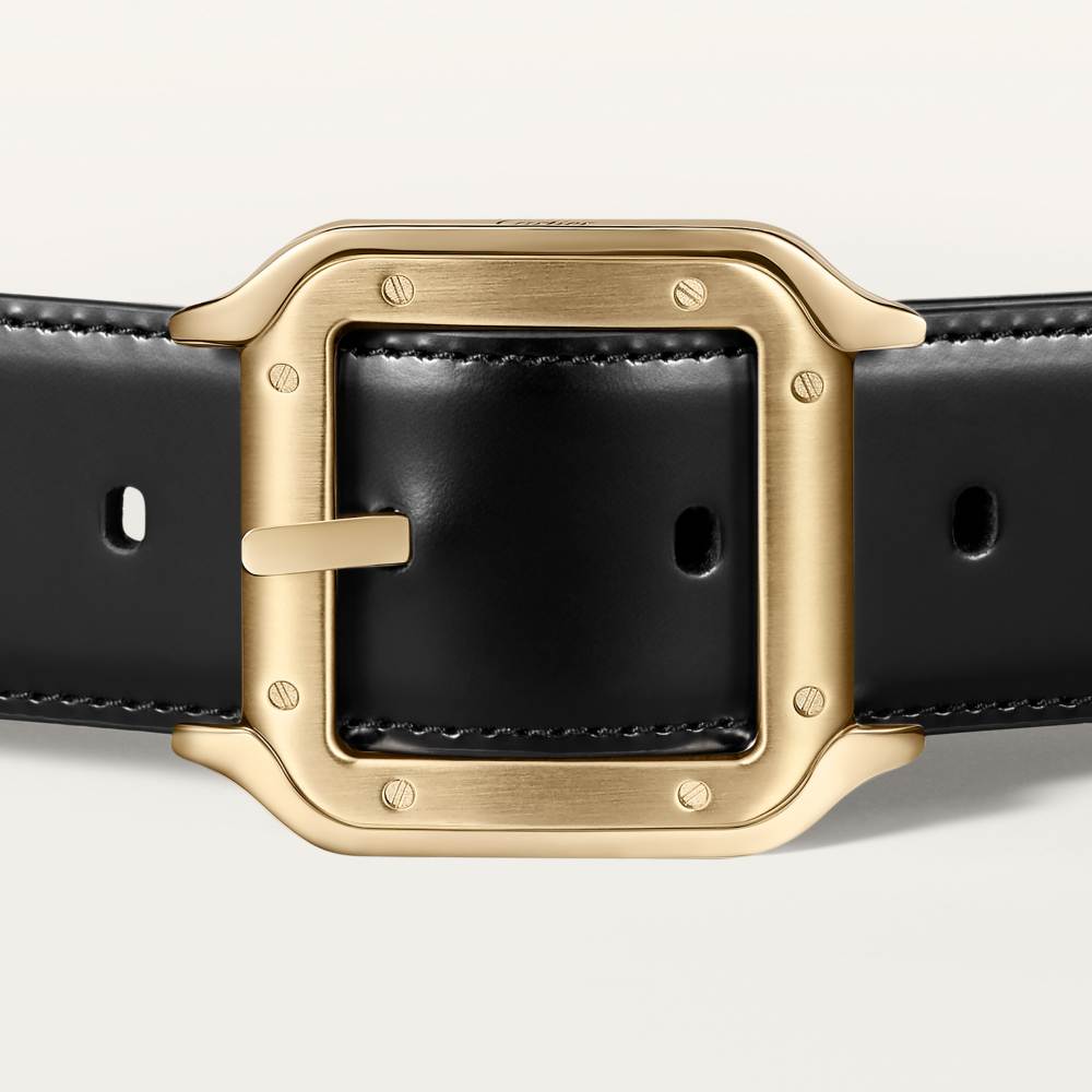 Santos de Cartier皮带 黑色和棕色 牛皮