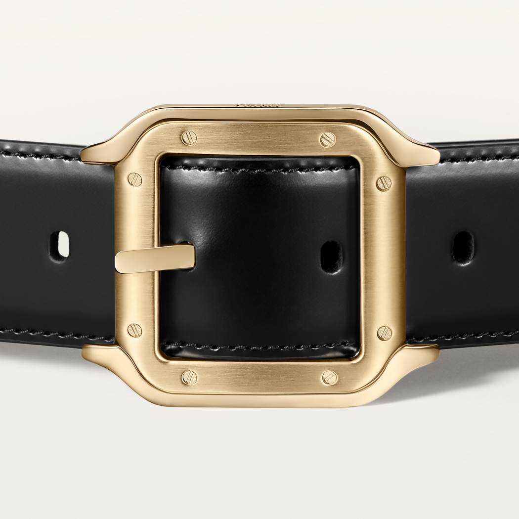 Santos de Cartier皮带 黑色和棕色 牛皮