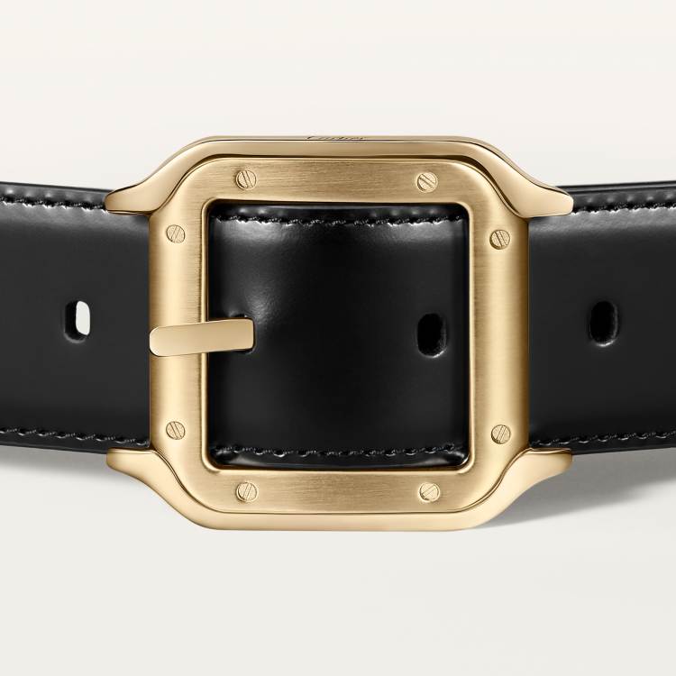 Santos de Cartier皮带 黑色和棕色 牛皮