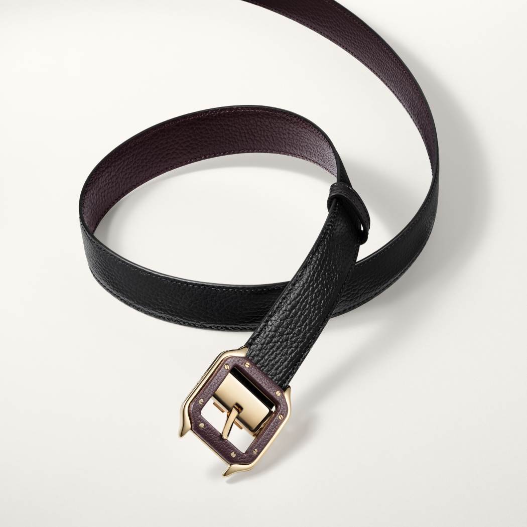 Santos de Cartier系列皮带 黑色和棕色 牛皮