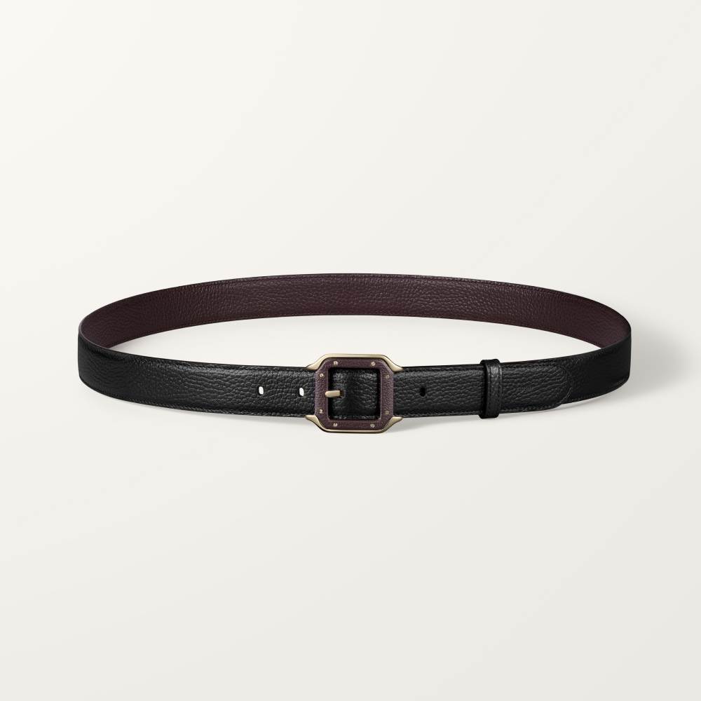 Santos de Cartier系列皮带 黑色和棕色 牛皮
