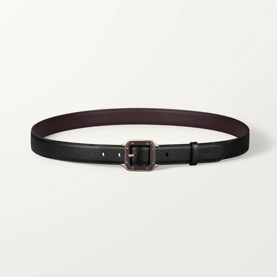 Santos de Cartier系列皮带 黑色和棕色 牛皮