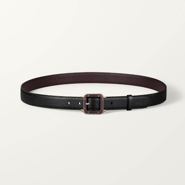 Santos de Cartier系列皮带 黑色和棕色 牛皮