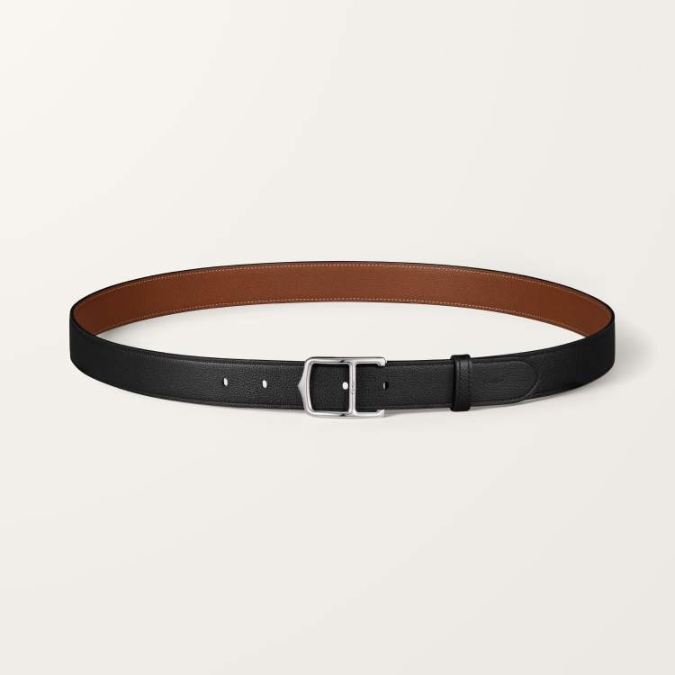 皮带C字母腰带 黑色和棕色 牛皮
