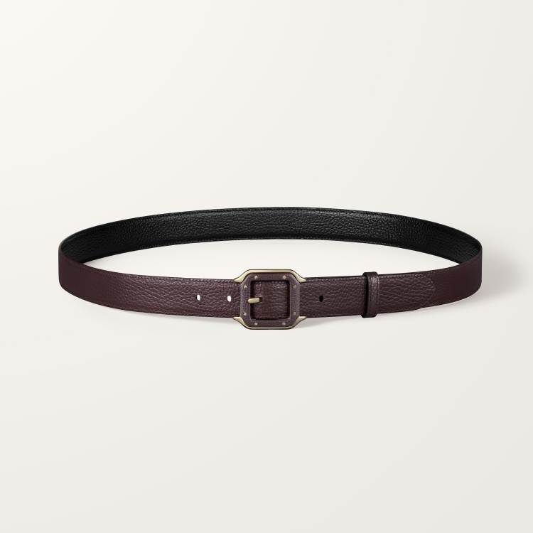 Santos de Cartier系列皮带 黑色和棕色 牛皮