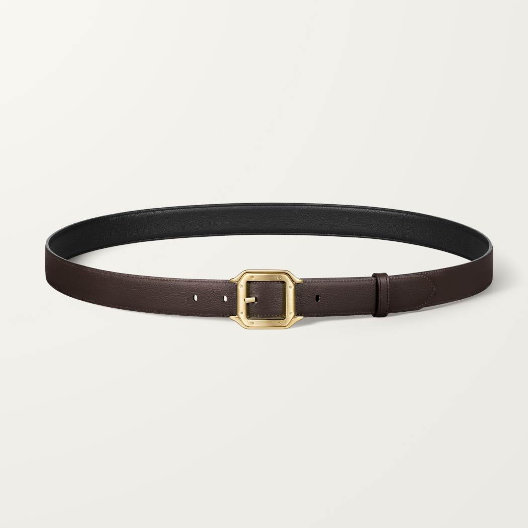 Santos de Cartier皮带 黑色和棕色 牛皮