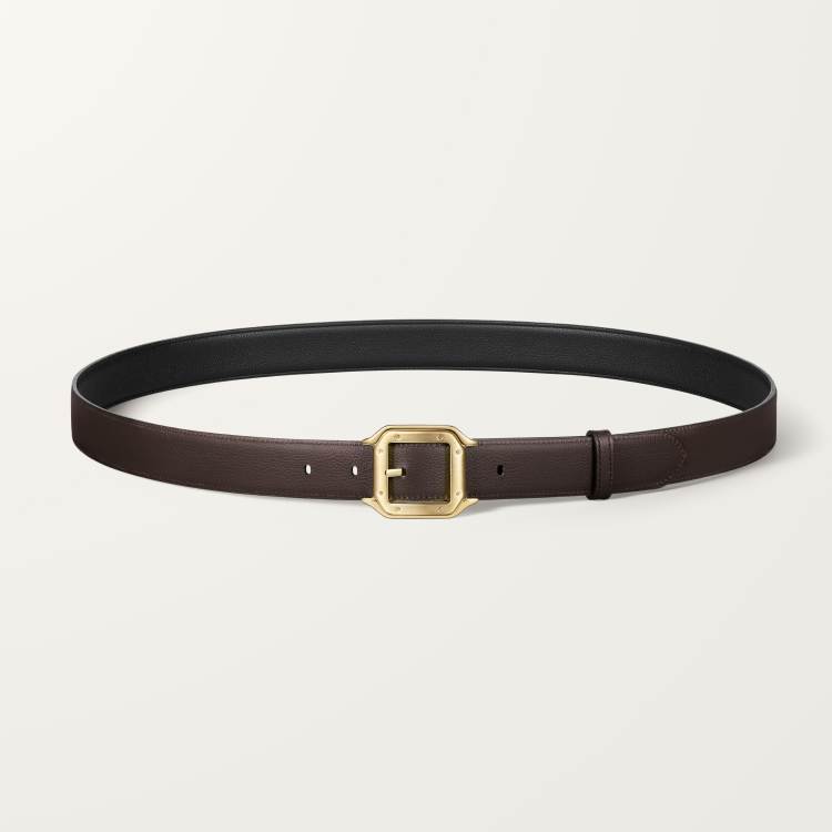 Santos de Cartier皮带 黑色和棕色 牛皮