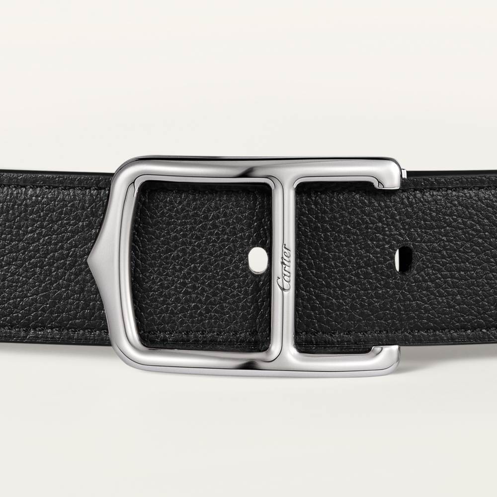 皮带C字母腰带 黑色和棕色 牛皮