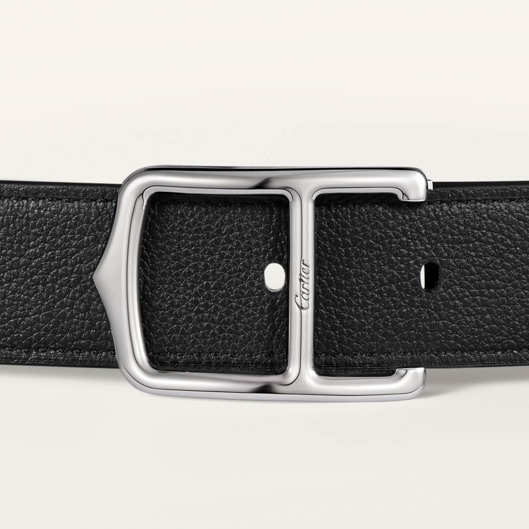 皮带C字母腰带 黑色和棕色 牛皮