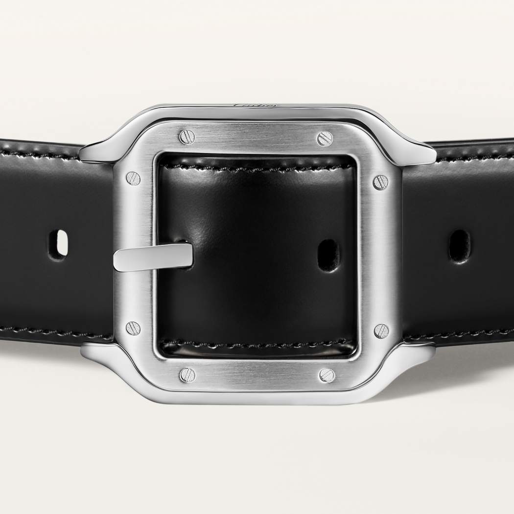 Santos de Cartier皮带 黑色和棕色 牛皮