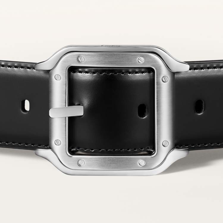 Santos de Cartier皮带 黑色和棕色 牛皮