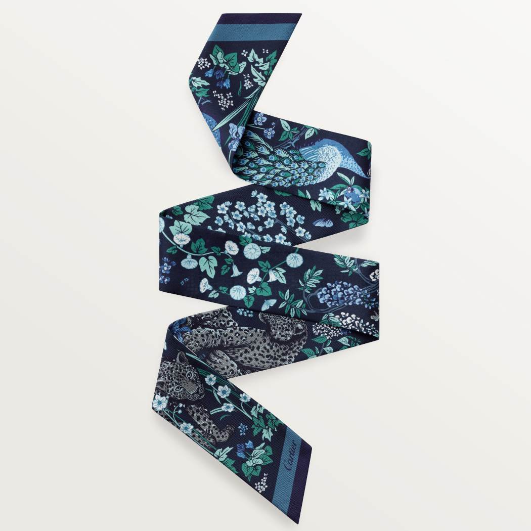 Blooming Panthère图案细丝巾