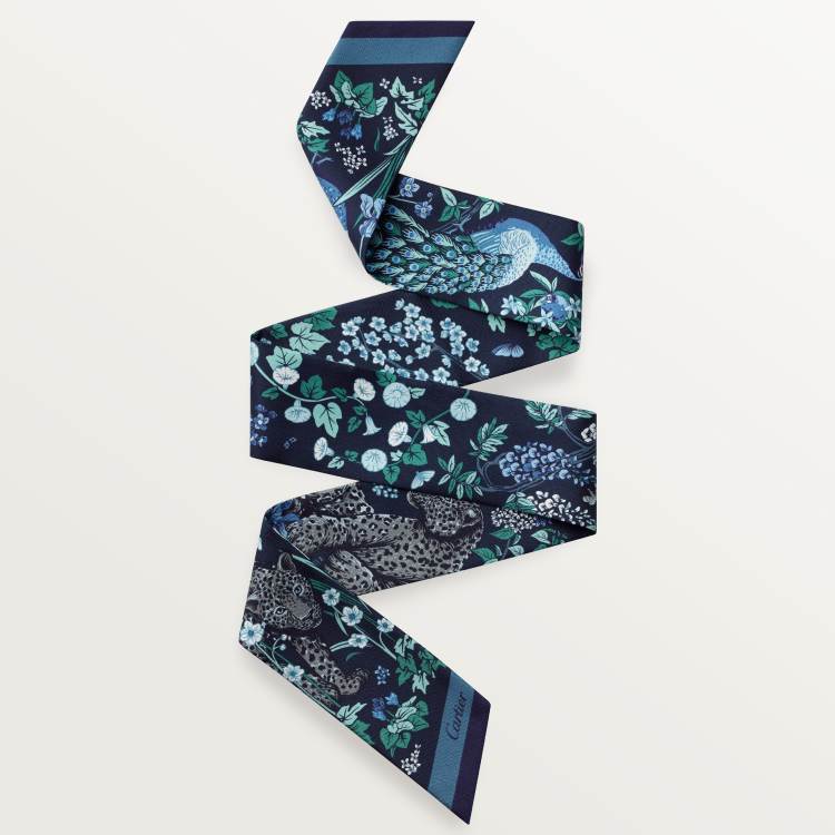 Blooming Panthère图案细丝巾