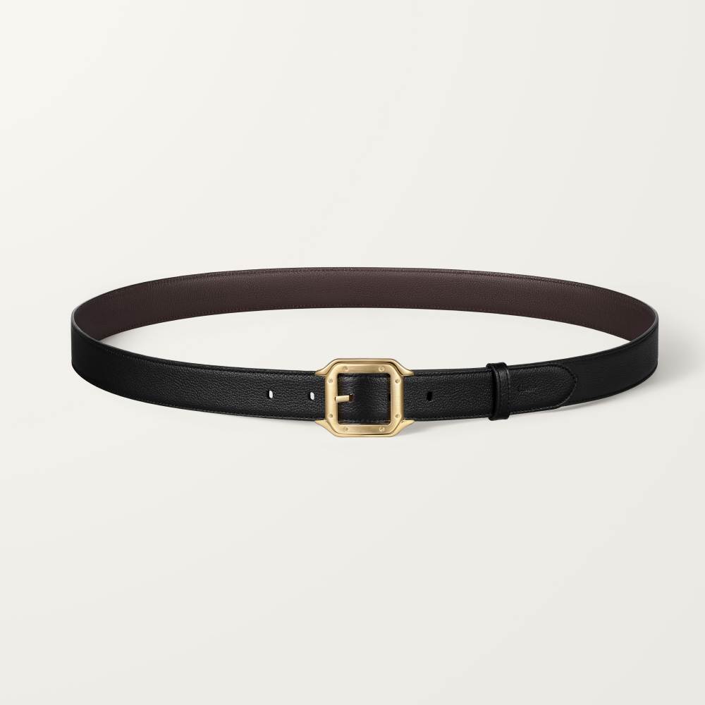 Santos de Cartier皮带 黑色和棕色 牛皮