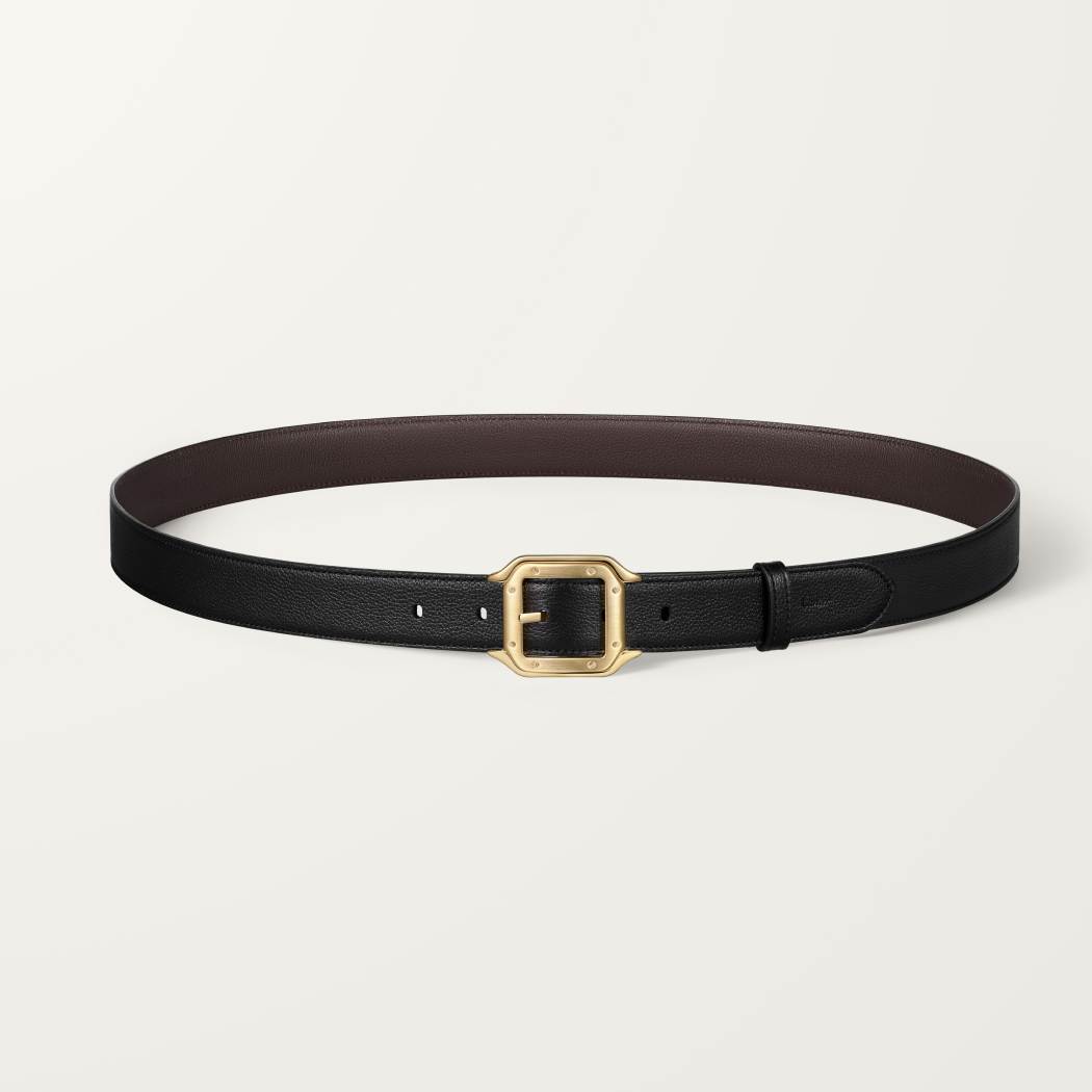 Santos de Cartier皮带 黑色和棕色 牛皮