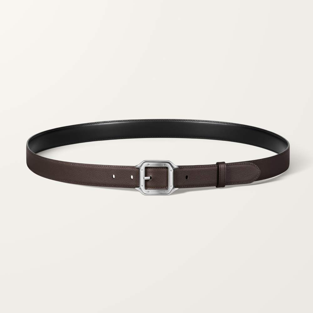 Santos de Cartier皮带 黑色和棕色 牛皮