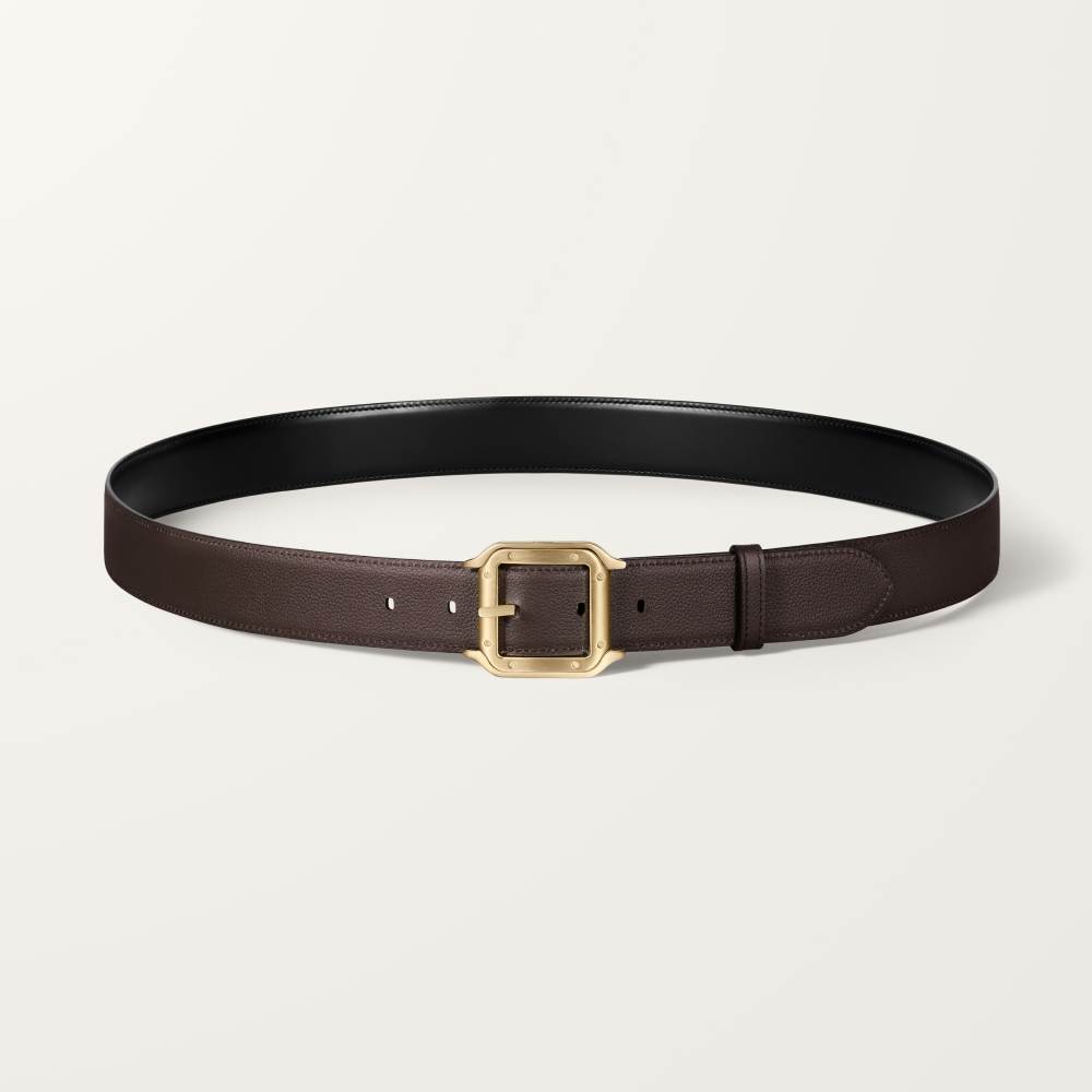 Santos de Cartier皮带 黑色和棕色 牛皮