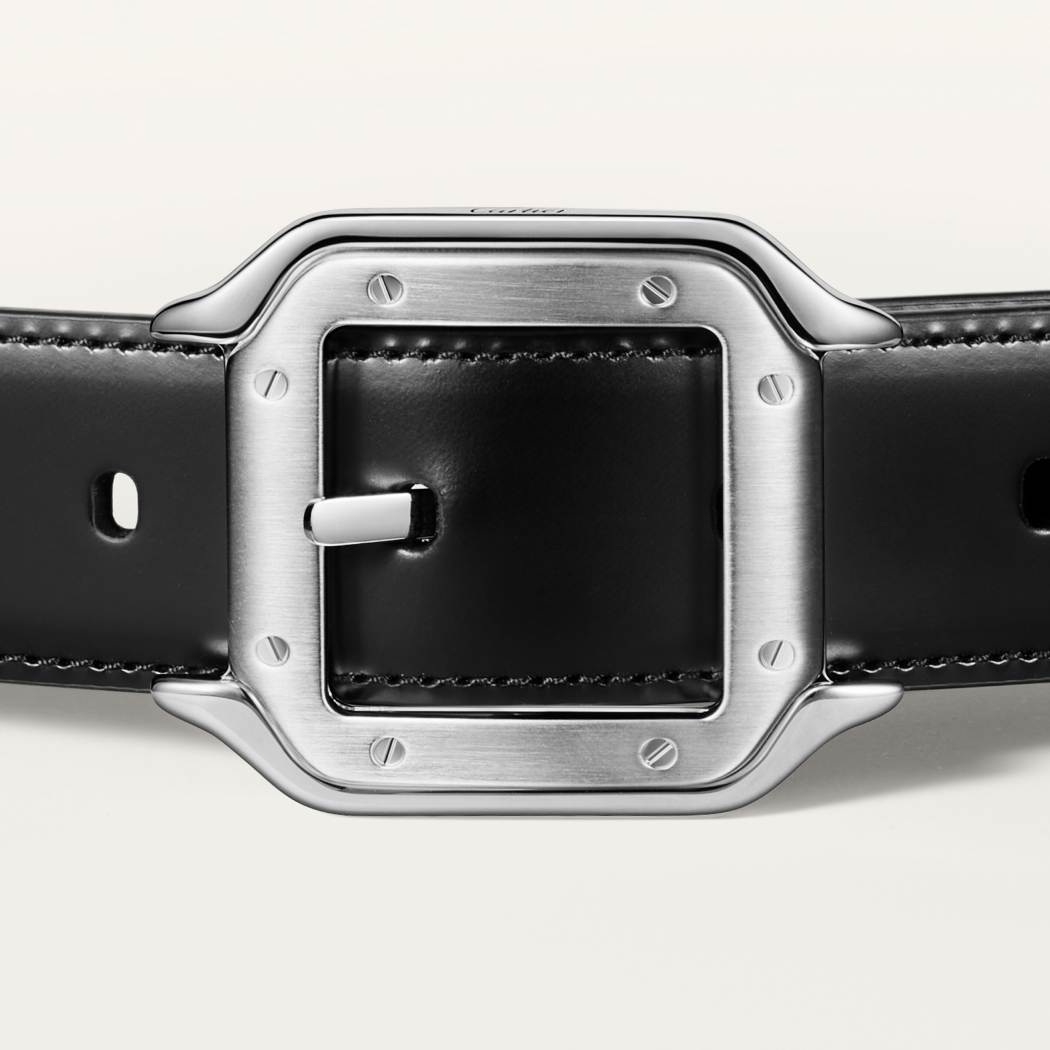 Santos de Cartier皮带 黑色和棕色 牛皮