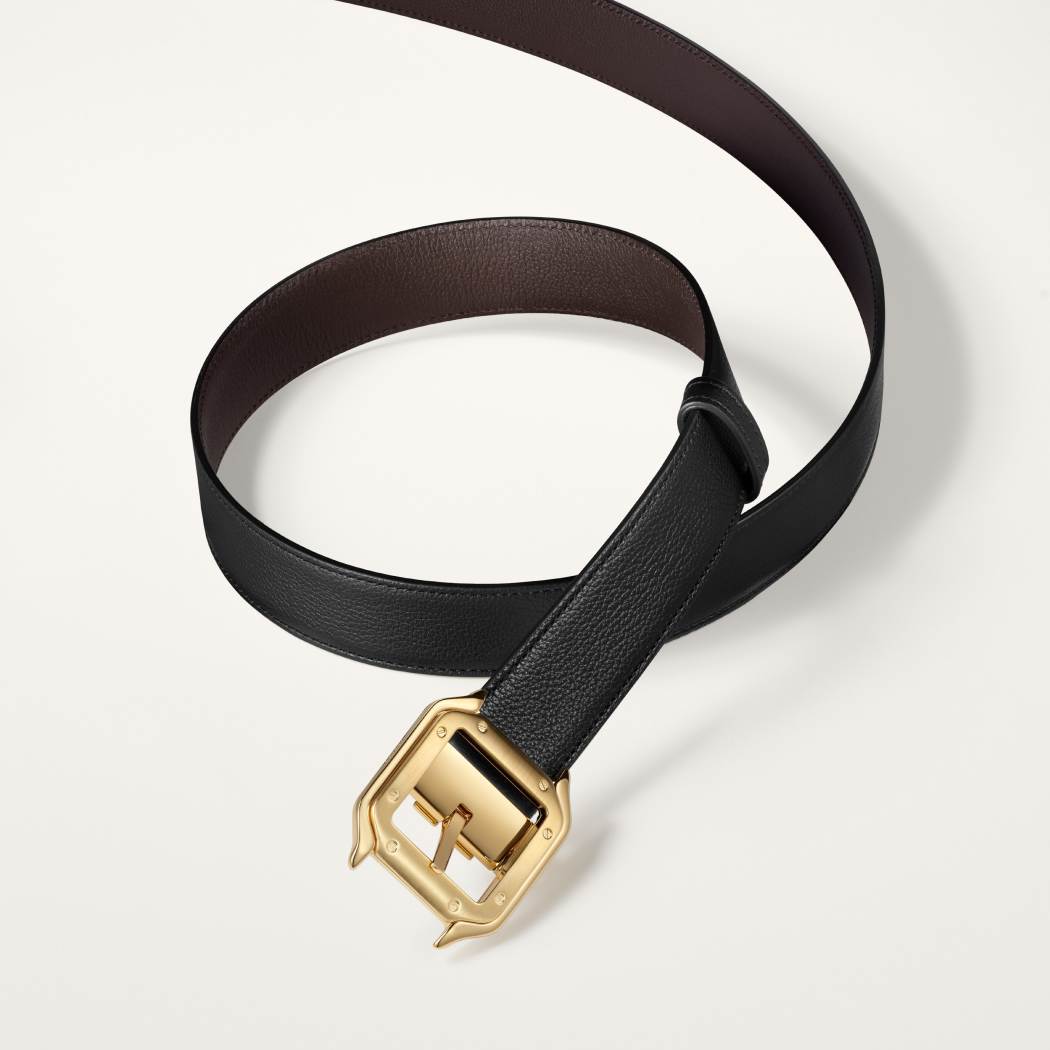 Santos de Cartier皮带 黑色和棕色 牛皮