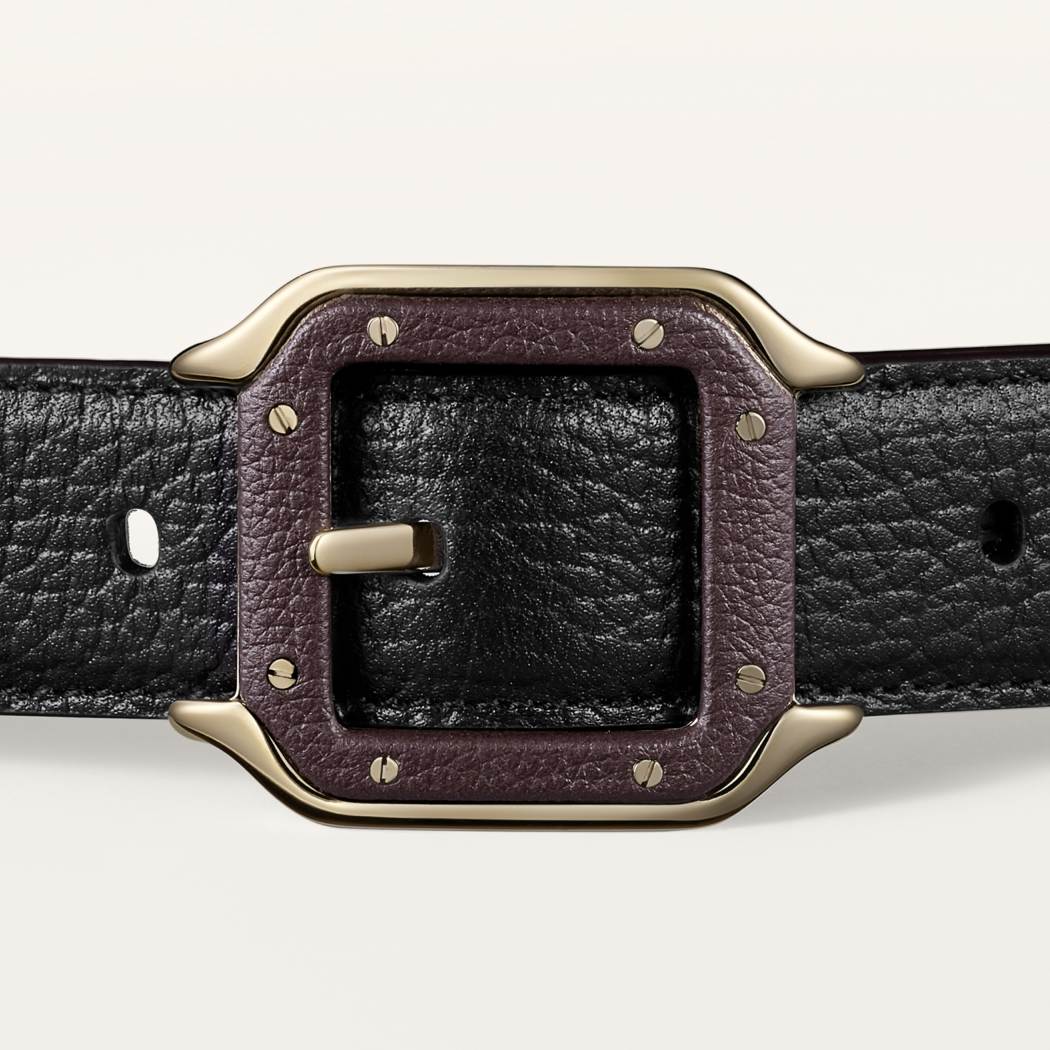 Santos de Cartier系列皮带 黑色和棕色 牛皮