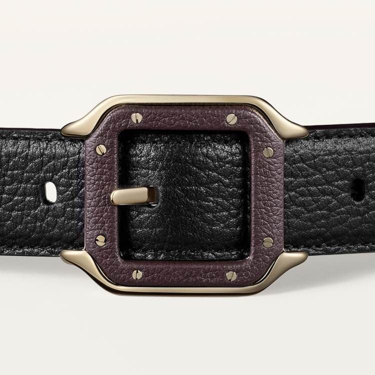 Santos de Cartier系列皮带 黑色和棕色 牛皮