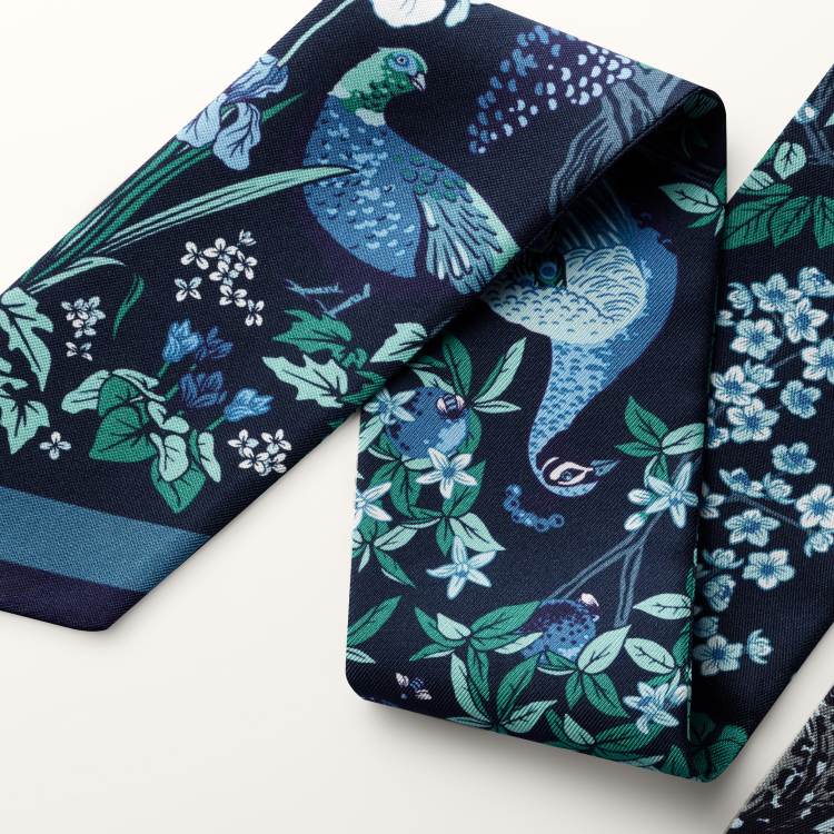 Blooming Panthère图案细丝巾