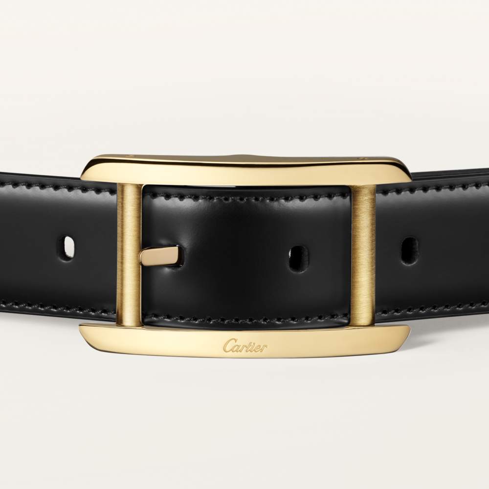 Tank de Cartier系列皮带 黑色和棕色 牛皮