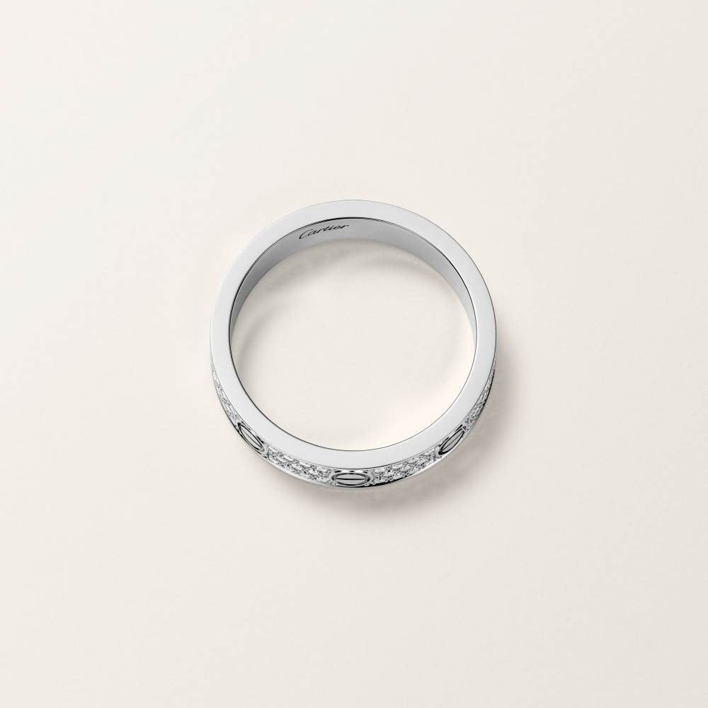 LOVE戒指，小号款，铺镶钻石 18K白金
