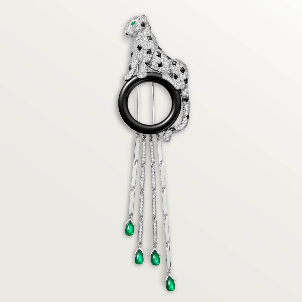 Panthère de Cartier卡地亚猎豹胸针，铺镶钻石 18K白金