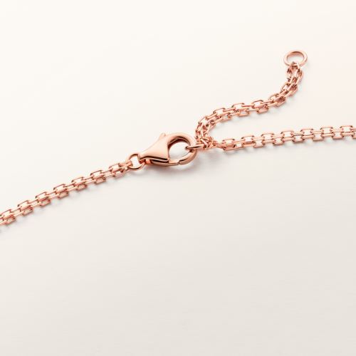 LOVE吊坠项链，镶嵌2颗粉色蓝宝石