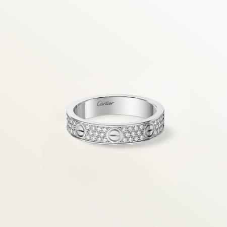 LOVE戒指，小号款，铺镶钻石 18K白金