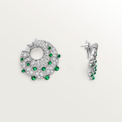 Le Voyage Recommencé圈形耳环，祖母绿，铺镶钻石