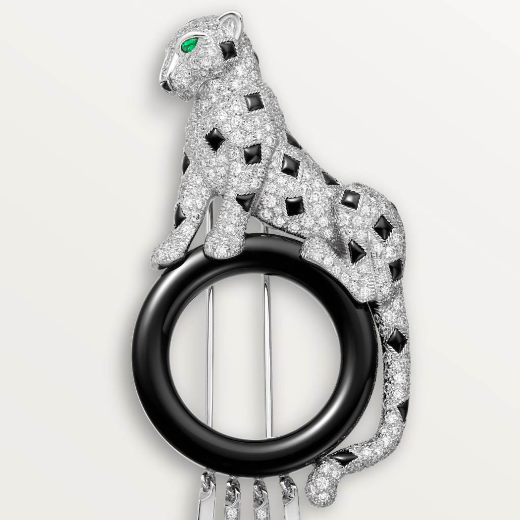 Panthère de Cartier卡地亚猎豹胸针，铺镶钻石 18K白金