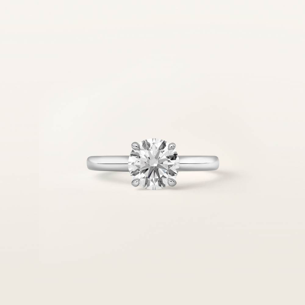 1895钻石戒指，镶嵌圆形明亮式切割钻石 铂金