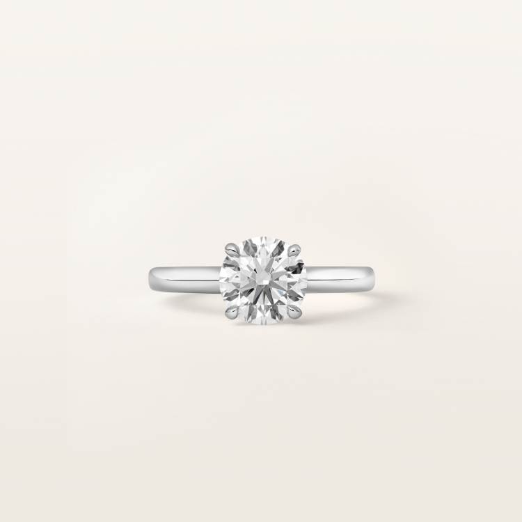 1895钻石戒指，镶嵌圆形明亮式切割钻石 铂金