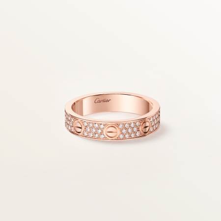 LOVE戒指，小号款，铺镶钻石 18K玫瑰金